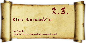 Kirs Barnabás névjegykártya