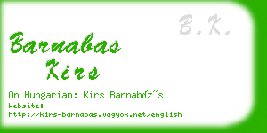 barnabas kirs business card